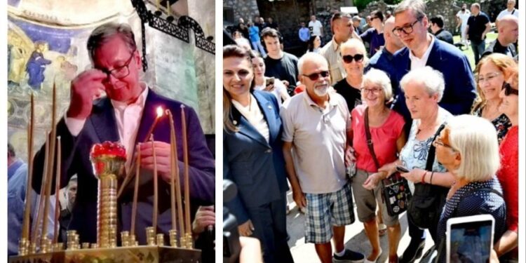 Predsednik Vučić na Vidovdan u manastiru Ravanica poklonio se moštima kneza Lazara