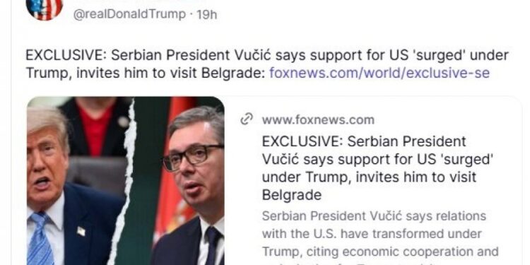 Trampov potez: Srbija postaje ključni partner na Balkanu, kažu analitičari