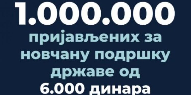 Više od milion građana prijavilo se za isplatu od 6.000 dinara