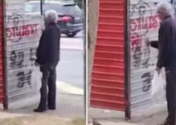 Student od 70 godina oštećuje grad: snimljen kako crta po stajalištu autobusa