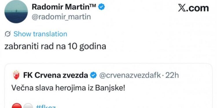 Zabrana rada FK Zvezda na meti blokadera ispunjenih mržnjom prema Srbima